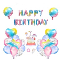 Conjunto de balões Happy Birthday Multicolor - Monkey Business - 49 peças