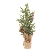 Árvore de Natal decorativa de pinhas e bagas 60 x 26 cm