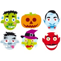 Máscaras de cartão de monstros de Halloween - 6 unidades