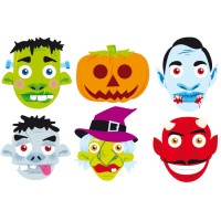 Máscaras de monstro de Halloween em cartão - 6 unid.