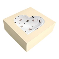 Caixa de biscoitos de champanhe com corações 20 x 20 cm - 1 unid.