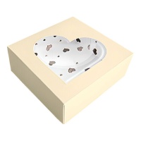 Caixa 20 x 20 x 7,5 cm para biscoitos de coração de champanhe
