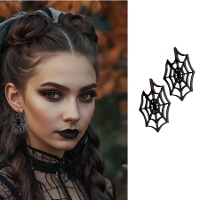 Brincos de teia de aranha negros - 1 par