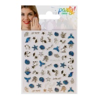 Autocolantes de unhas sereias azuis e pretas
