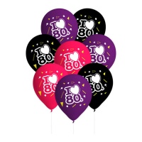 Balões de Látex Anos 80 27 cm - 8 unidades