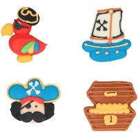 Figuras de açúcar de Piratas e papagaios - 8 unidades