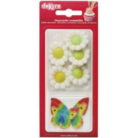Figuras de açúcar de flores e bolachas de borboletas - Dekora - 9 unid.