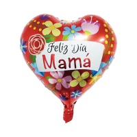 Balão Feliz Dia da Mãe com coração vermelho 45cm