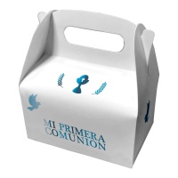 Caixa de cartão para a minha primeira comunhão com pomba e cálice azul - 2 unid.