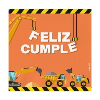 Feliz Aniversário Guardanapos de Construção 16,5 x 16,5 cm - 30 pcs.