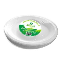 Tabuleiro de cana de açúcar biodegradável branco oval 32 x 25 cm - 25 unid.
