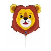 Balão de cabeça de leão metálico 23 x 23 cm - Grabo - 10 unidades