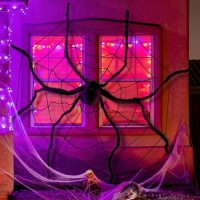 Decoração de parede com teia de aranha de 2,00 m e candelabro de 1,50 m