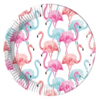 Pratos de Flamingos de 23 cm - 8 unidades