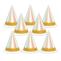 Chapéus de bolo com borda dourada - 8 peças