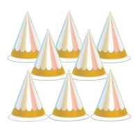Chapéus para bolos com rebordo dourado - 8 peças