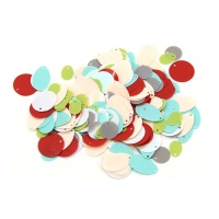 Lantejoulas ovais e circulares multicoloridas - 15 gr
