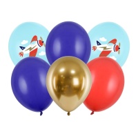Balões de látex de Aviadores de 30 cm - PartyDeco - 6 unidades