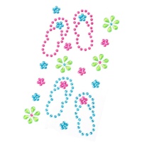 Bijutaria e sandálias de flores adesivas para o corpo em cores variadas