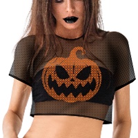Camiseta de malha com estampa de abóbora