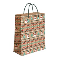 Saco de presente 60 x 45 x 12 cm kraft com figuras natalinas - 1 unidade
