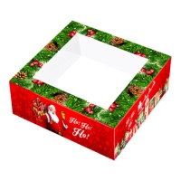 Caixa para bolos decorada Pai Natal 20 x 20 x 7,5 cm - 1 unidade