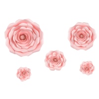 Flores de papel decorativas cor de rosa - 5 unidades