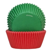 Cápsulas para cupcakes vermelhas e verdes - FunCakes - 48 unid.