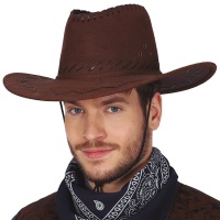Chapéu de cowboy castanho e preto - 56 cm