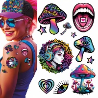 Tatuagens temporárias psicodélicas - cogumelos