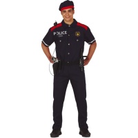 Traje Policial Azul e Vermelho para homens