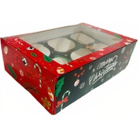 Caixa para 6 cupcakes de Natal Feliz Natal