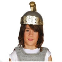Capacete romano de criança em prata e ouro