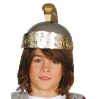 Capacete romano de prata e ouro para criança