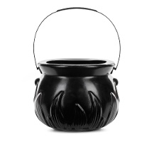 Caldeirão de bruxa com fogo negro de 18 x 13,5 cm