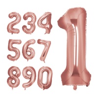 Balão número dourado cor-de-rosa 1m - 1 peça