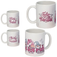 Caneca aprox. 350 ml. rosa Gnomos do Feliz Natal