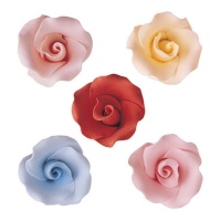 Figuras de açúcar em forma de rosa colorida de 4 cm - Dekora - 36 unidades