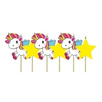 Velas unicórnio e estrela 6 cm - 6 peças