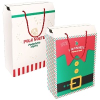 Caixa de presente de 35 x 24 x 11 cm de elfo natalino com alças - 1 unidade