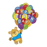 Feliz aniversário balão de ursinhos de peluche 107 cm - Grabo