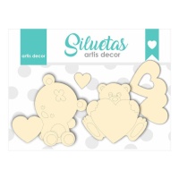 Ursos de aglomerado e corações - Artis decor - 4 pcs.