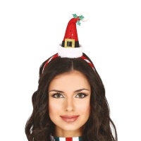Mini bandolete com chapéu de Pai Natal e azevinho
