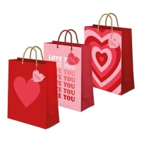 Saco para prendas Love you 18 x 10 x 24 cm vermelho e rosa - 1 unid.