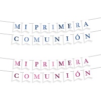 Guirlanda Minha Primeira Comunhão de bandeirinhas menino ou menina de 4,00 m