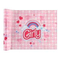 Caminho de mesa de 30 cm em rosa girly - 5 m