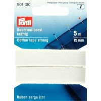 Fita de algodão resistente de 1,5 cm branca - Prym - 5 m