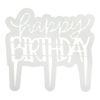 Topper moderno de Feliz Aniversário para bolo de 18,5 x 17 cm - PME