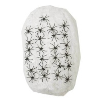 Teia de aranha branca com aranhas 500 gr.