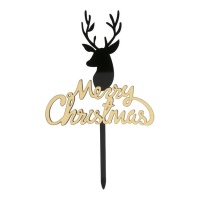 Topo de bolo Feliz Natal com renas 16,5 x 10 cm - Dekora